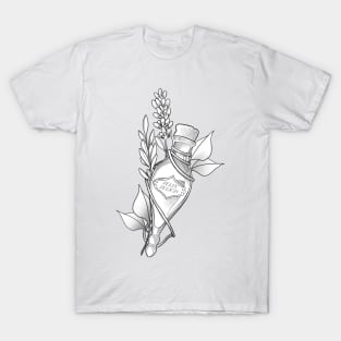 Luck in a Bottle - black and white T-Shirt